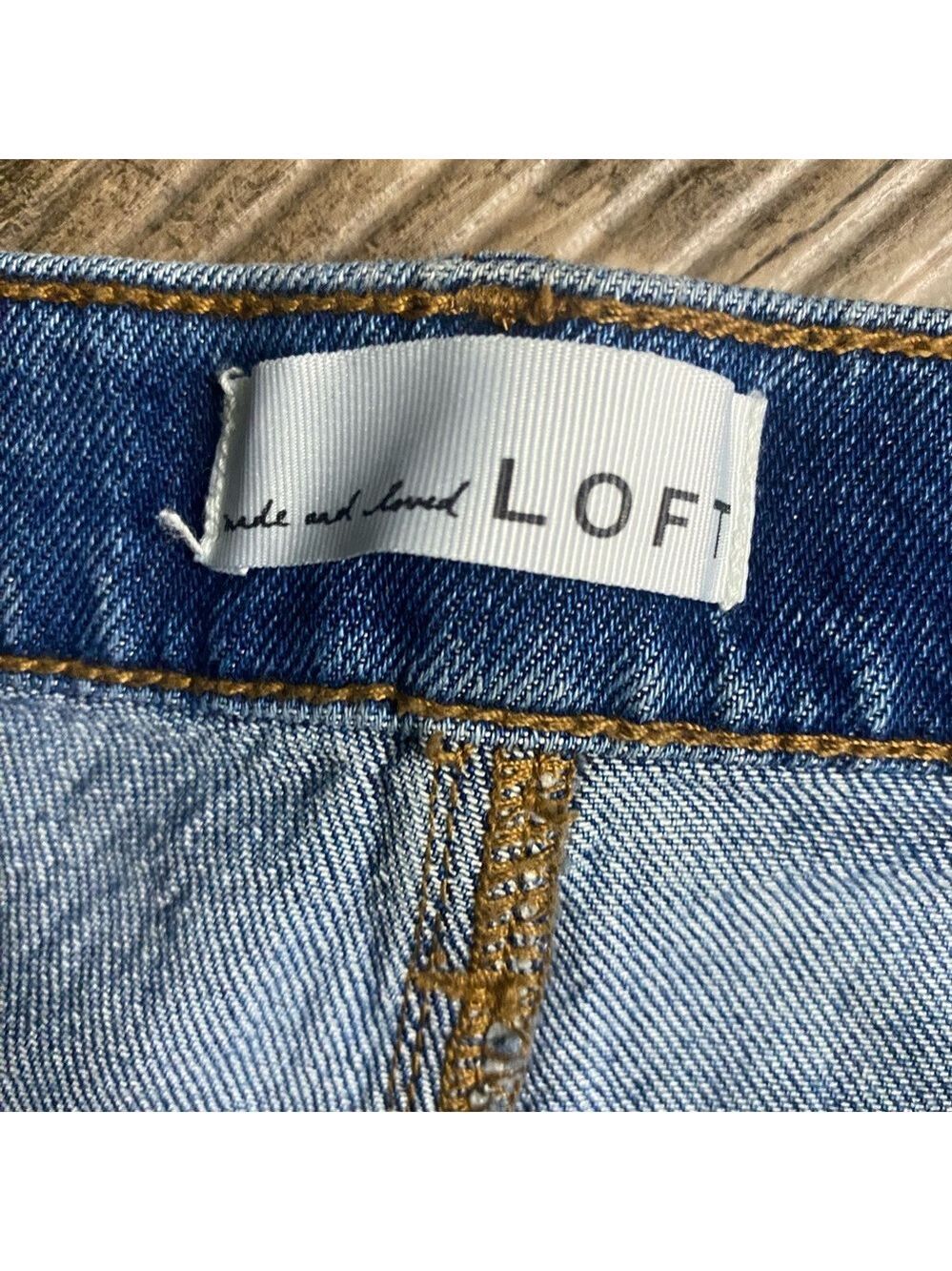 LOFT Women's Blue Straight High Rise Leg Jeans - Picture 5 of 6